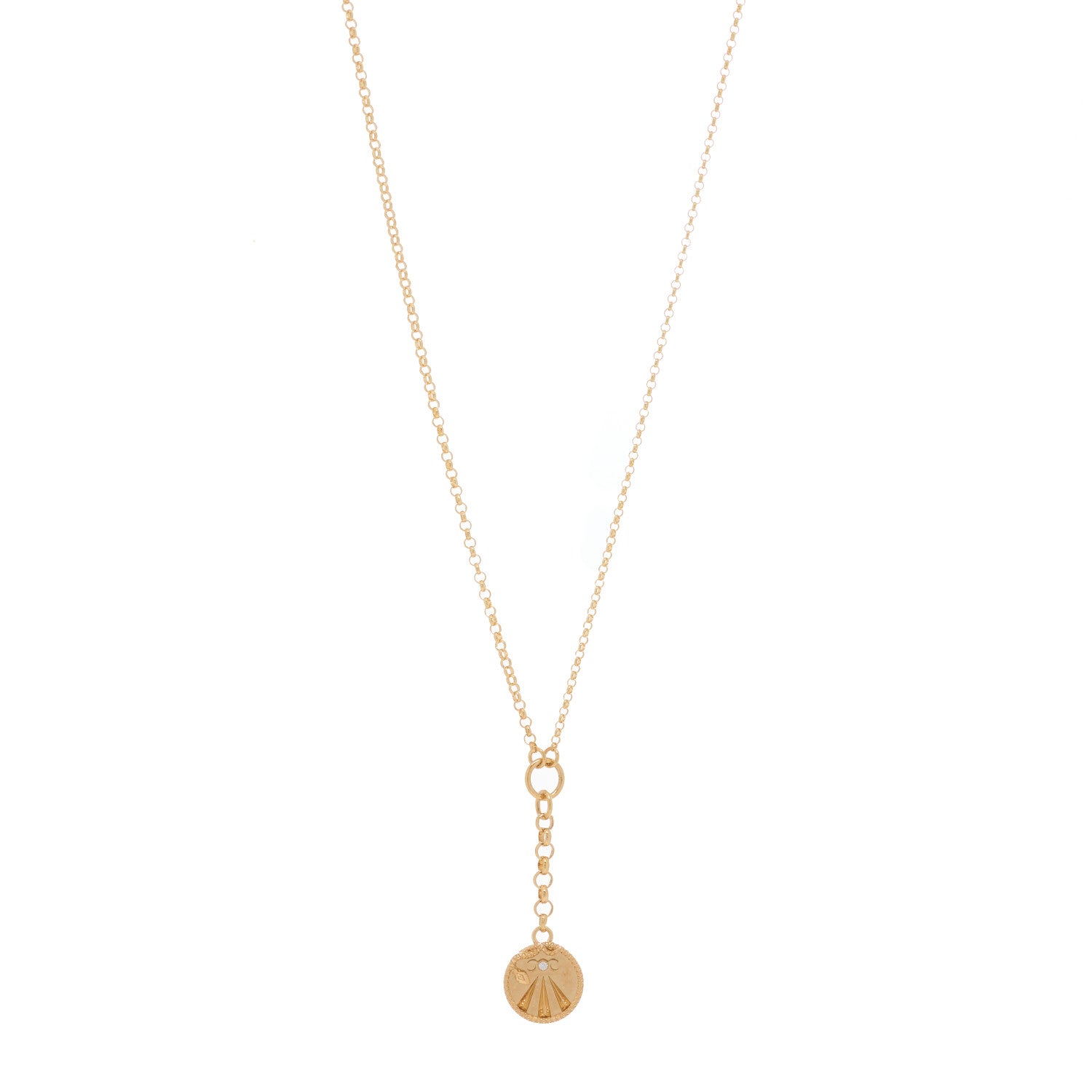 Foundrae 18K Yellow Gold Diamond Mind Body Soul Wholeness Small Mixed Belcher Extension Chain Necklace 1 of 4