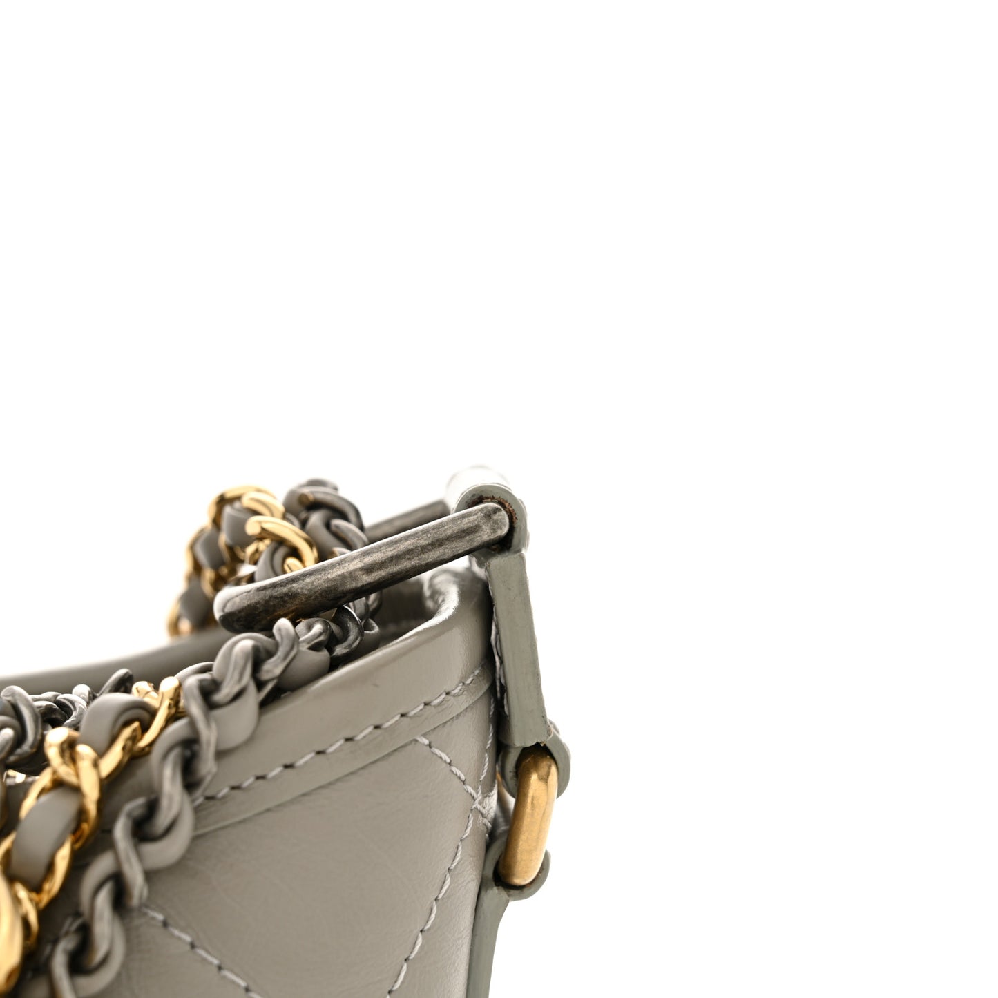 Aged Calfskin Quilted Small Gabrielle Hobo Grey
