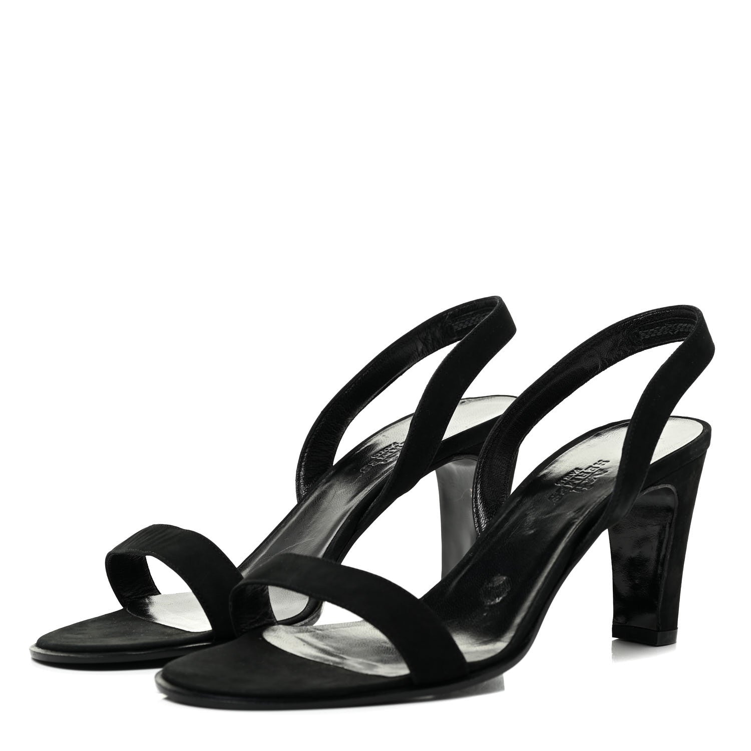 Hermes Suede Slingback Sandals 37.5 Black 3 of 17