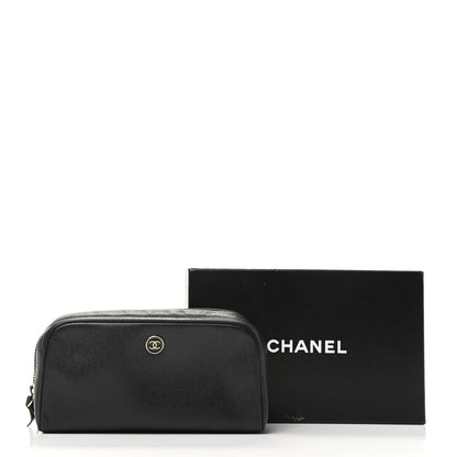 Chanel Grained Calfskin CC Button Medium Pouch Cosmetic Case Black 8 of 8