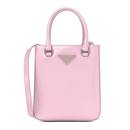 Prada Spazzolato Triangle Small Double Handle Crossbody Tote Alabastro 1 of 10