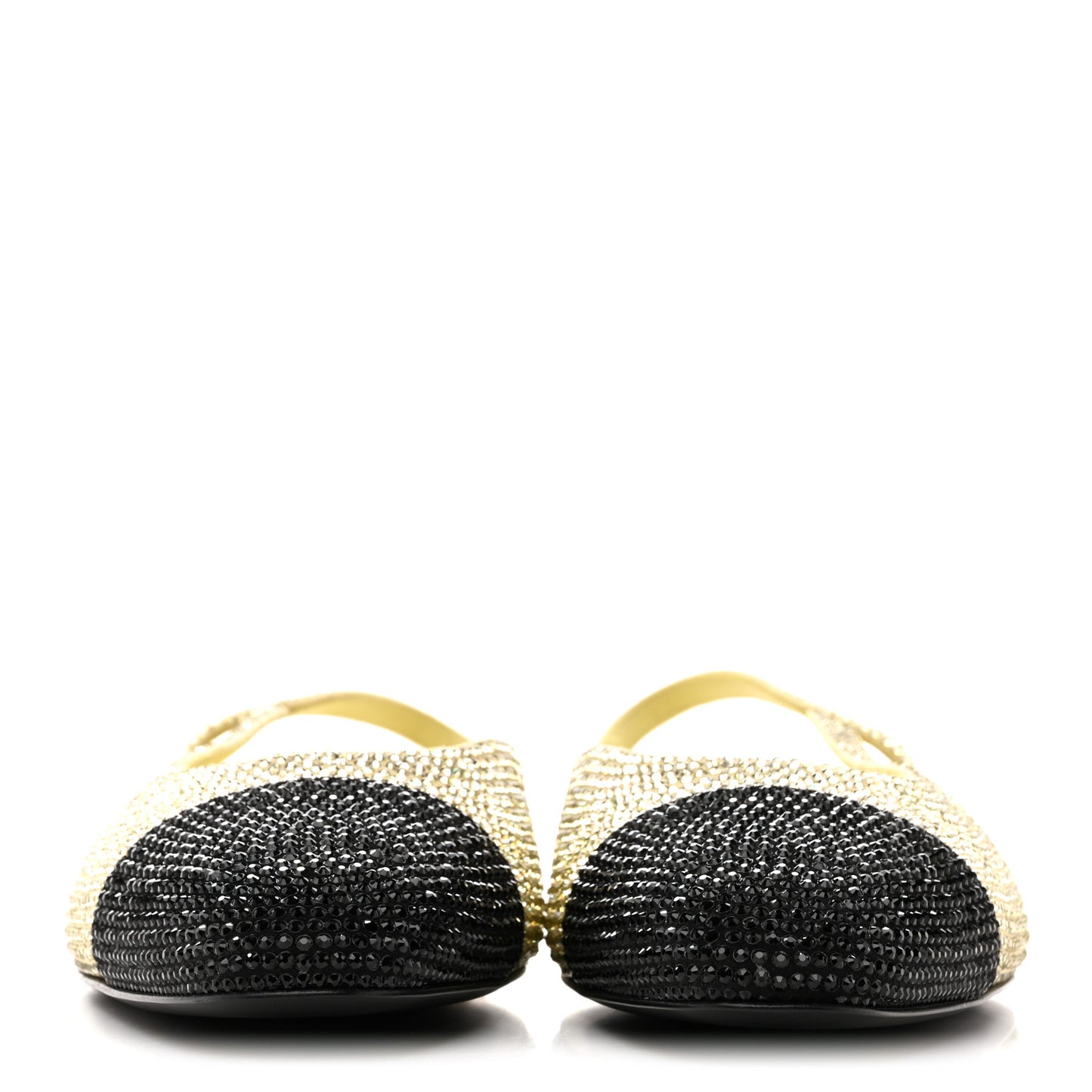Strass Grosgrain Cap Toe CC Slingback Flats 39 Yellow Black