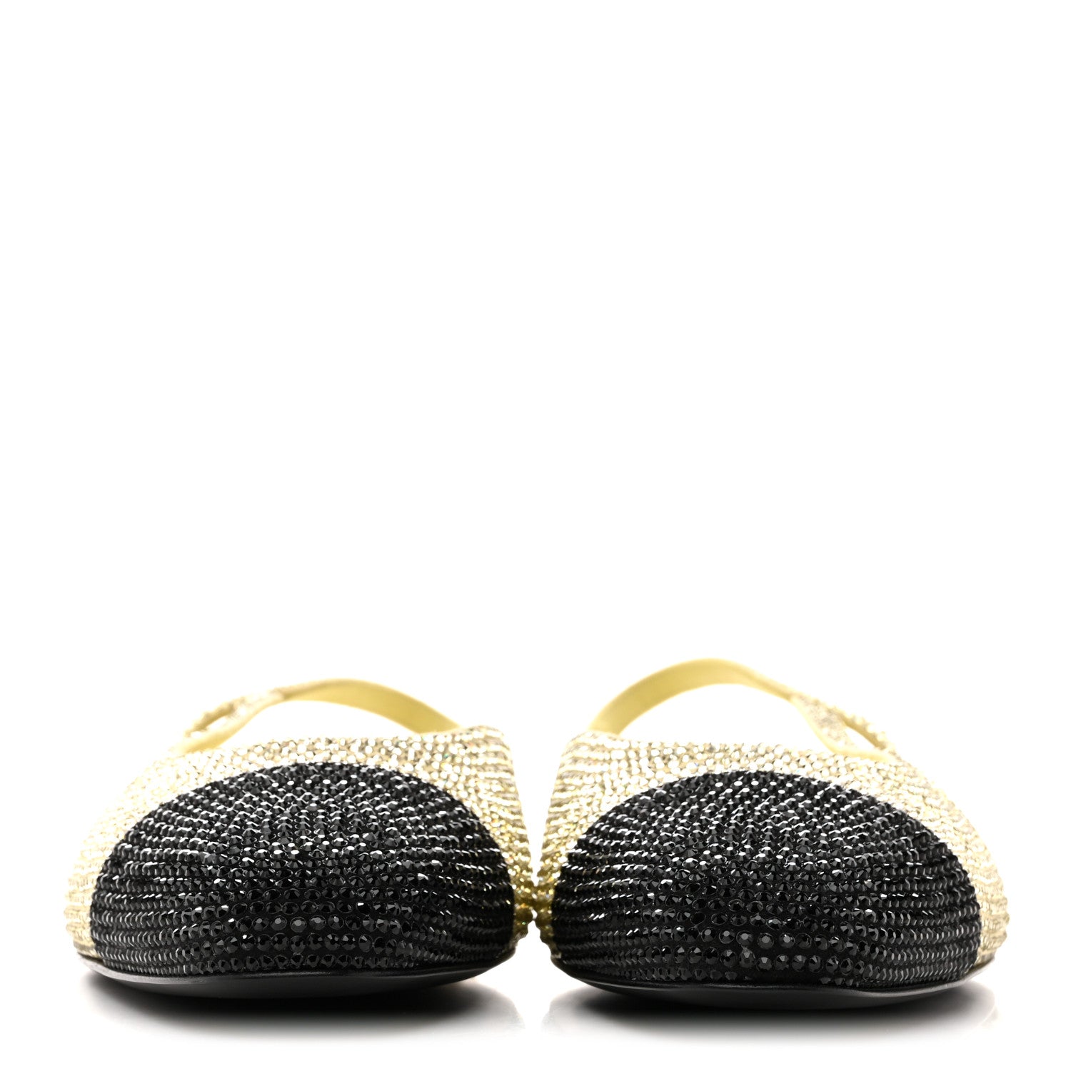 Chanel Strass Grosgrain Cap Toe CC Slingback Flats 39 Yellow Black 3 of 10