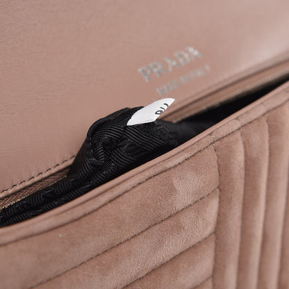 Prada Camoscio Impunture Diagramme Medium Chain Flap Shoulder Bag Dark Rose 7 of 14