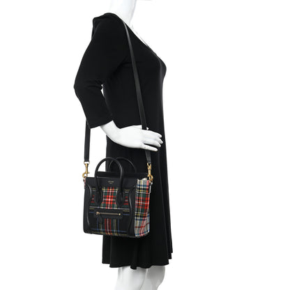 Celine Tartan Calfskin Nano Luggage Red Black 2 of 15