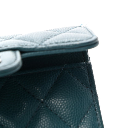 Chanel Caviar Quilted Flap Card Holder Dark Turquoise 8 of 8