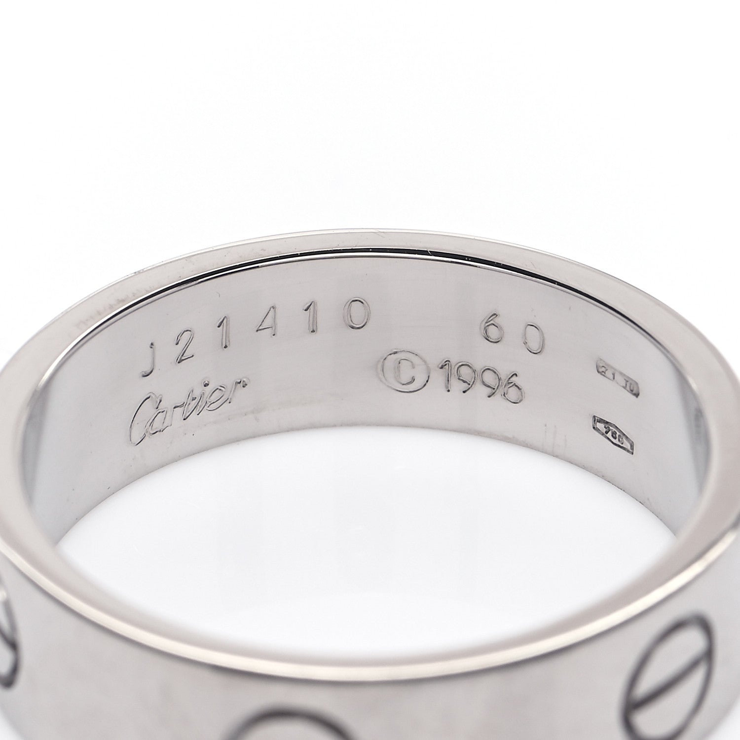 Cartier 18K White Gold 6mm LOVE Ring 60 9 7 of 8