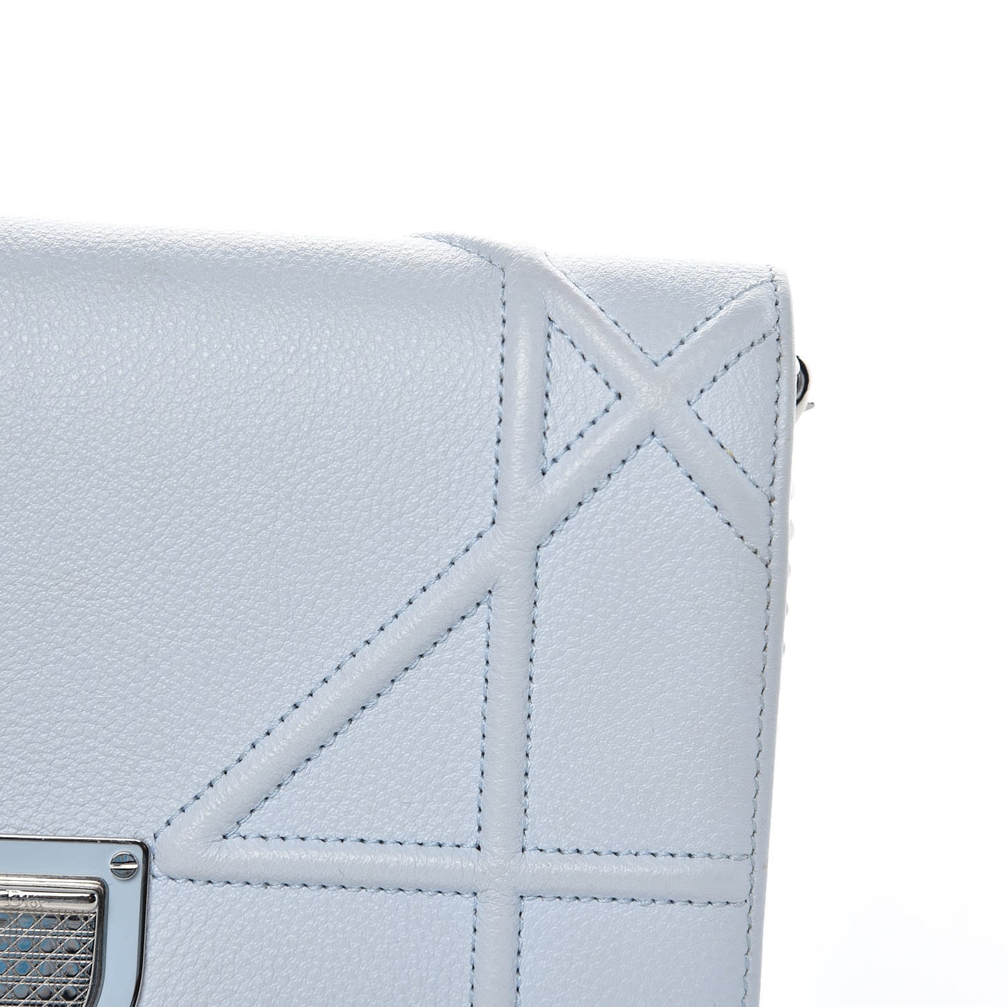 Grained Calfskin Diorama Wallet on Chain Pouch Light Blue