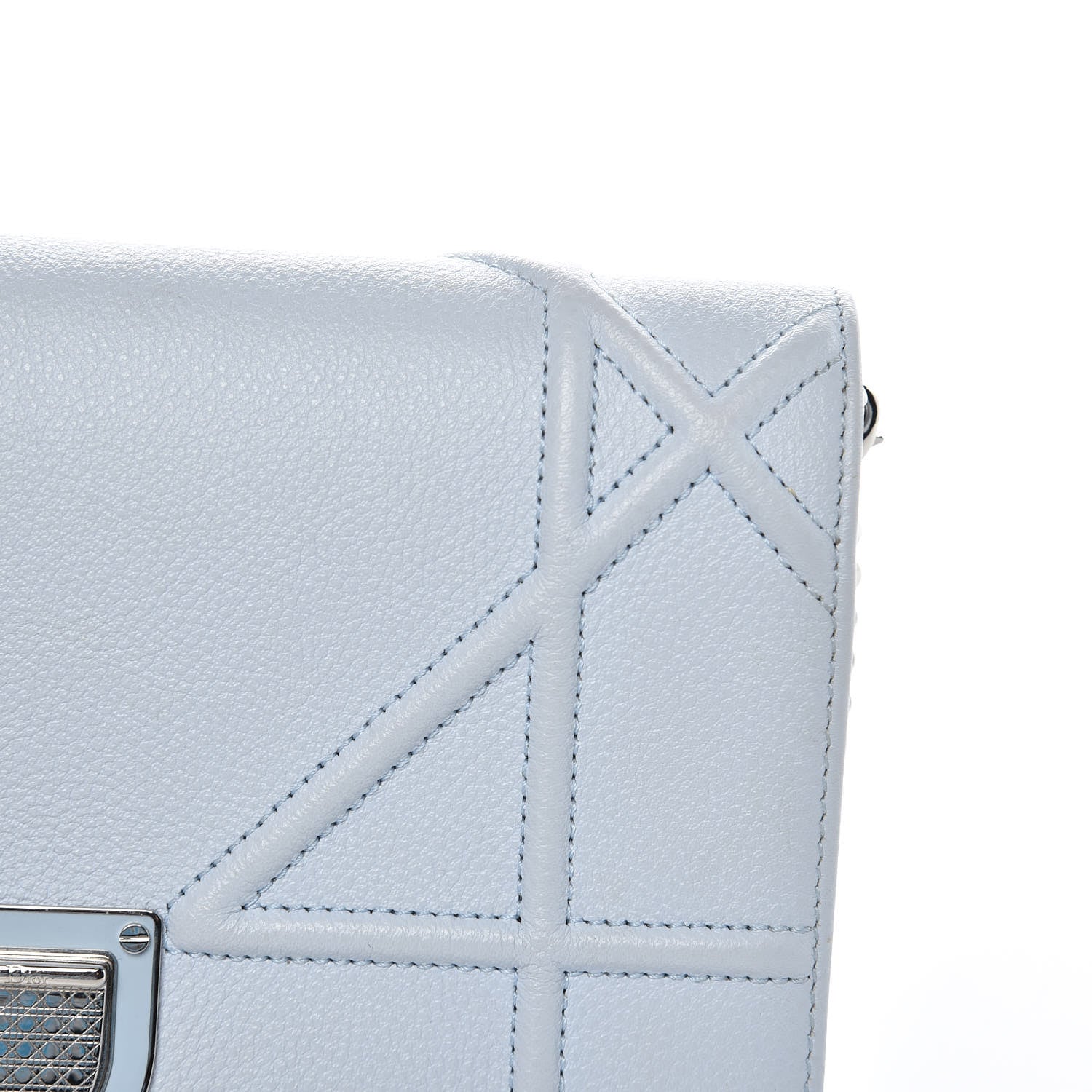 Christian Dior Grained Calfskin Diorama Wallet on Chain Pouch Light Blue 9 of 13