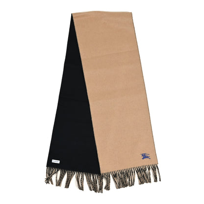 Burberry Cashmere Embroidered Knight Solid Scarf Camel Black 2 of 4