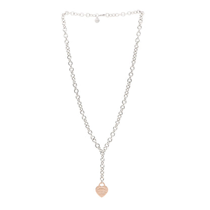 Tiffany Sterling Silver Rubedo Heart Tag Lariat Necklace 3 of 6
