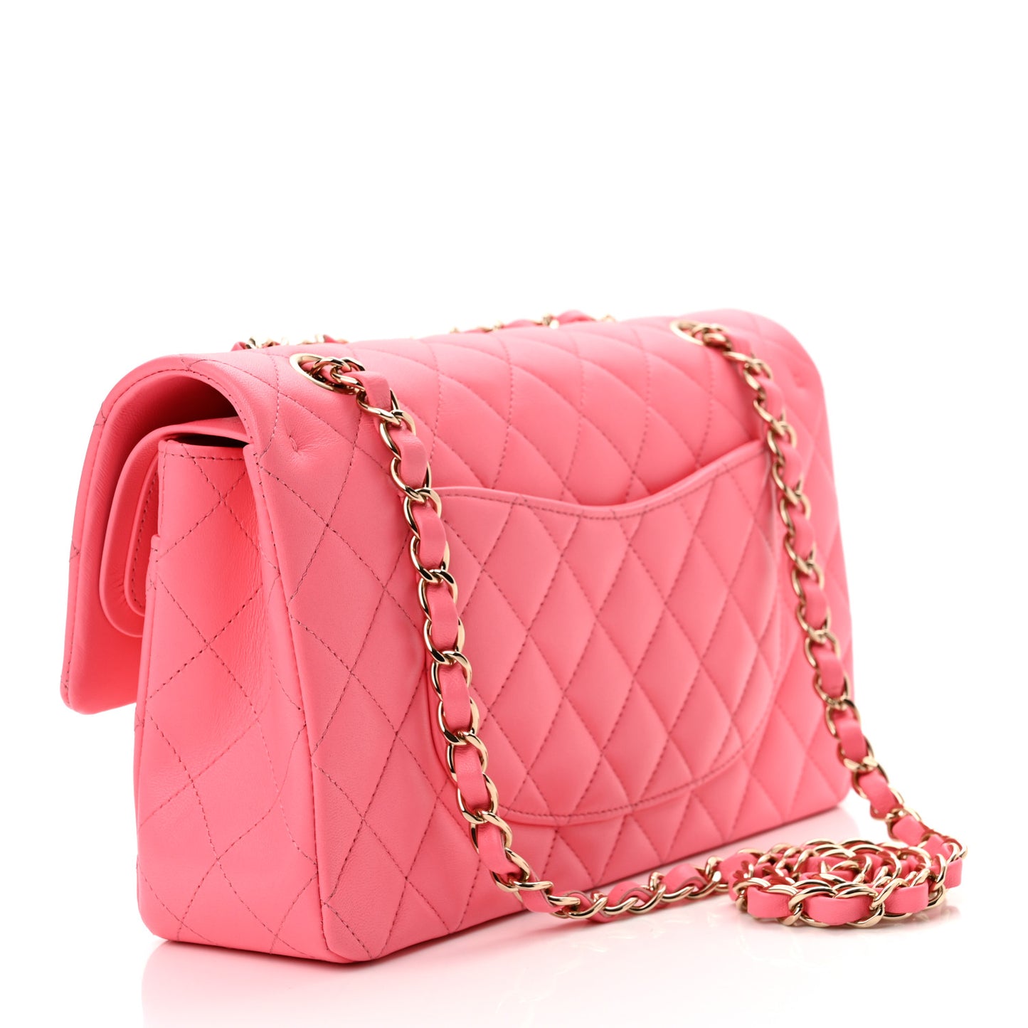 Lambskin Quilted Medium Double Flap Pink