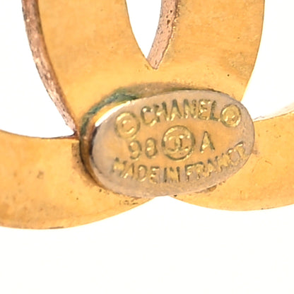 Chanel Metal CC Engraved Stud Earrings Gold 4 of 4