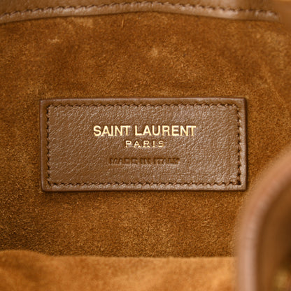 Saint Laurent Suede Calfskin Small Emmanuelle Fringe Bucket Bag Light Ocre 6 of 10
