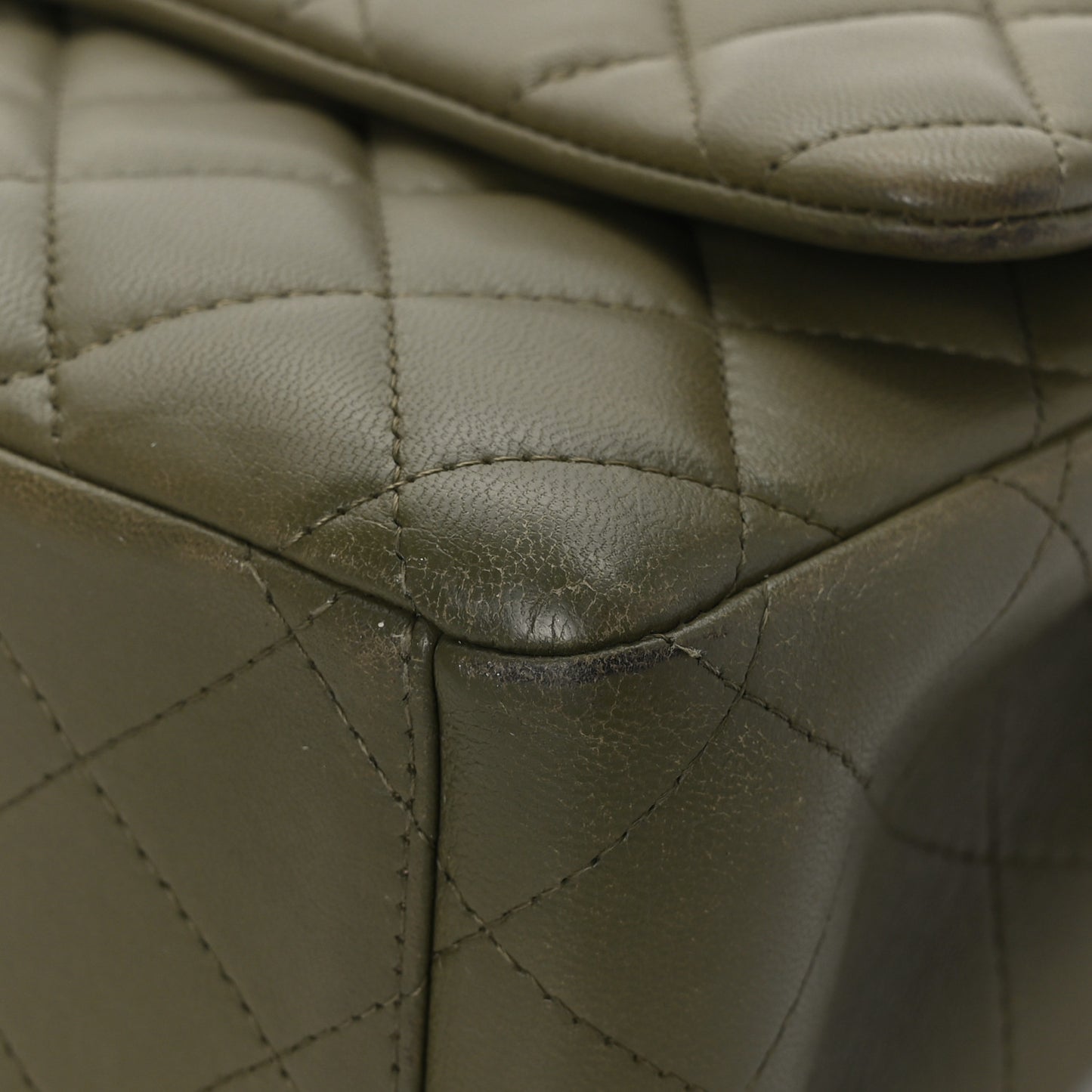 Lambskin Quilted Maxi Double Flap Green