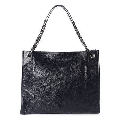 Saint Laurent Crinkled Calfskin Matelasse Monogram Niki Shoulder Bag Deep Marine 1 of 9