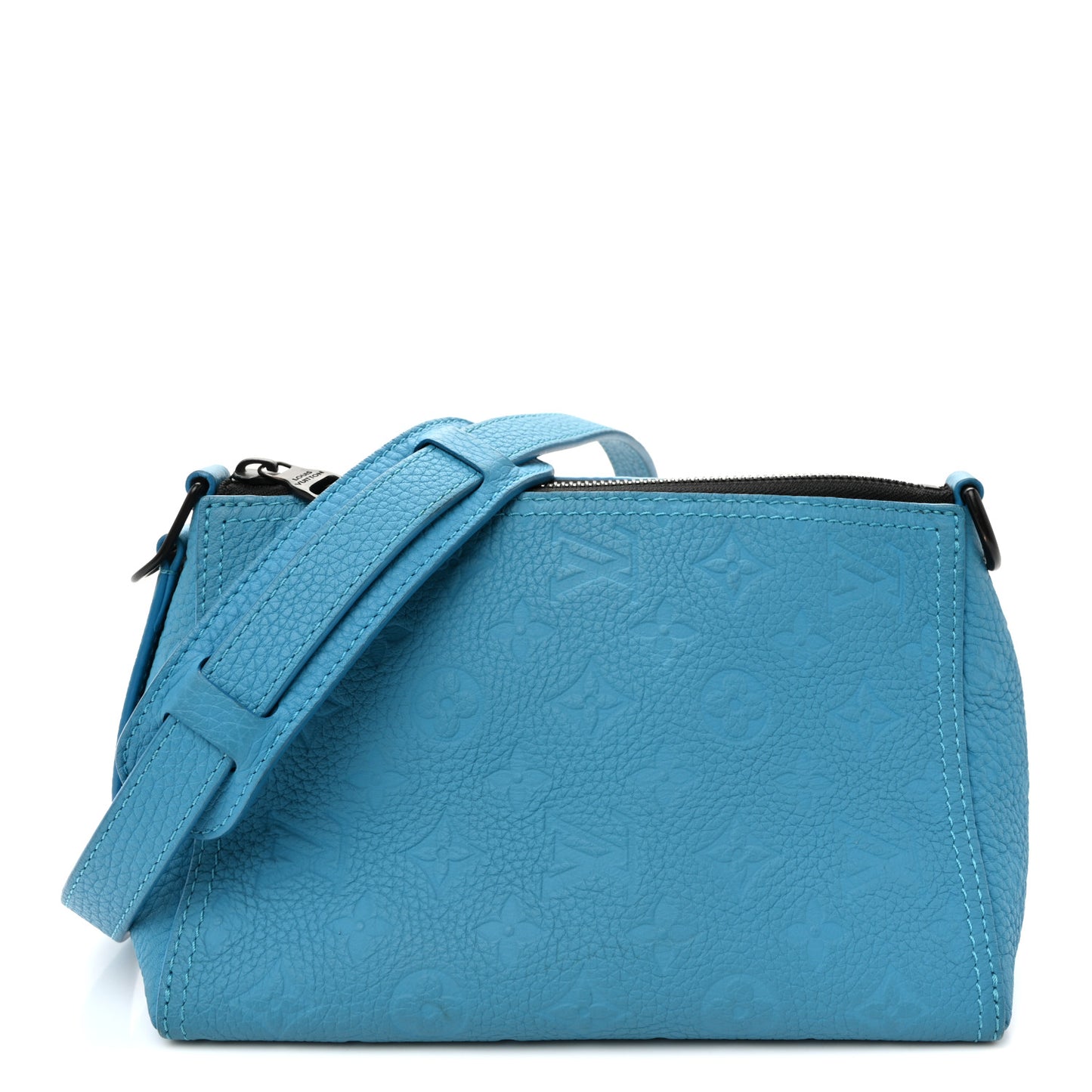 Taurillon Monogram Triangle Messenger Turquoise