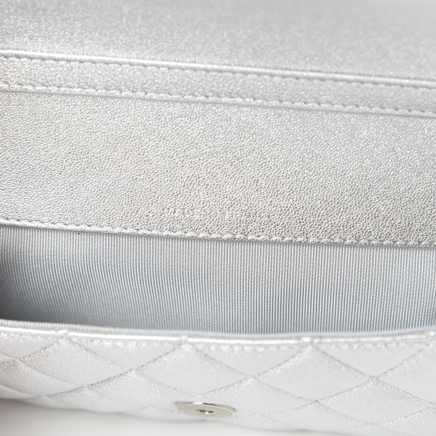 Chanel Metallic Lambskin Quilted Glasses Case With Chain Silver 7 of 12