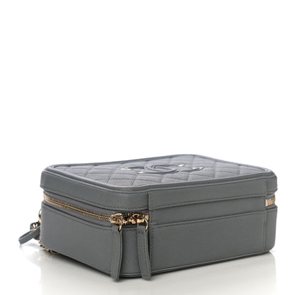 Chanel Caviar Quilted Medium CC Filigree Vanity Case Grey 4 of 10