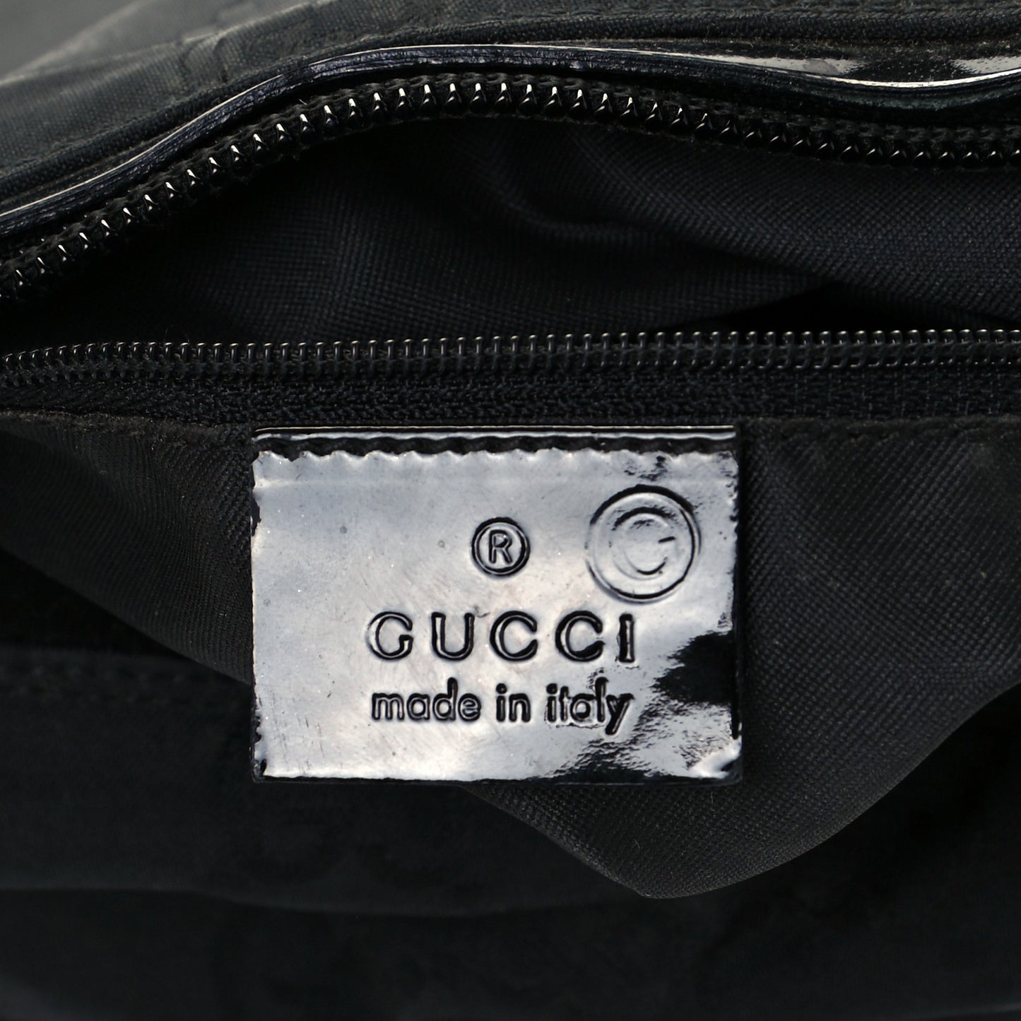 Canvas Patent Monogram Shoulder Bag Black