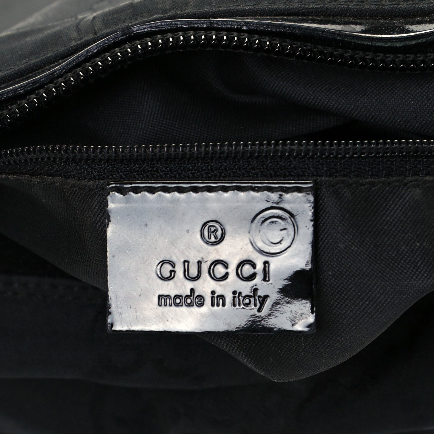 Gucci Canvas Patent Monogram Shoulder Bag Black 6 of 11