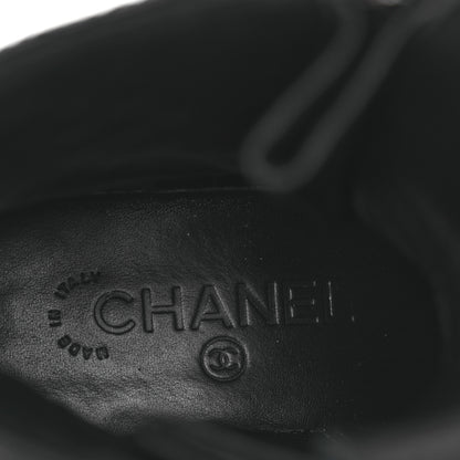 Chanel Calfskin Quilted Lace Up Combat Boots 37 Black 9 of 14