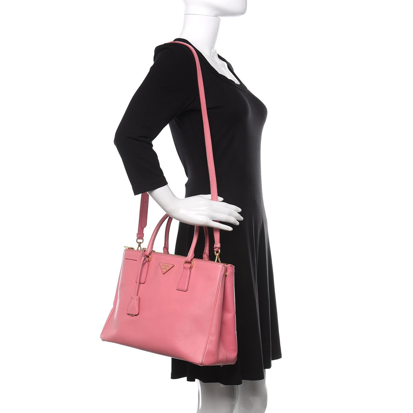Saffiano Medium Galleria Double Zip Tote Geranio