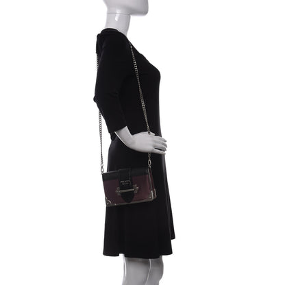 Prada Metallic Vitello Saffiano Cahier Bag Ferro Black 2 of 10