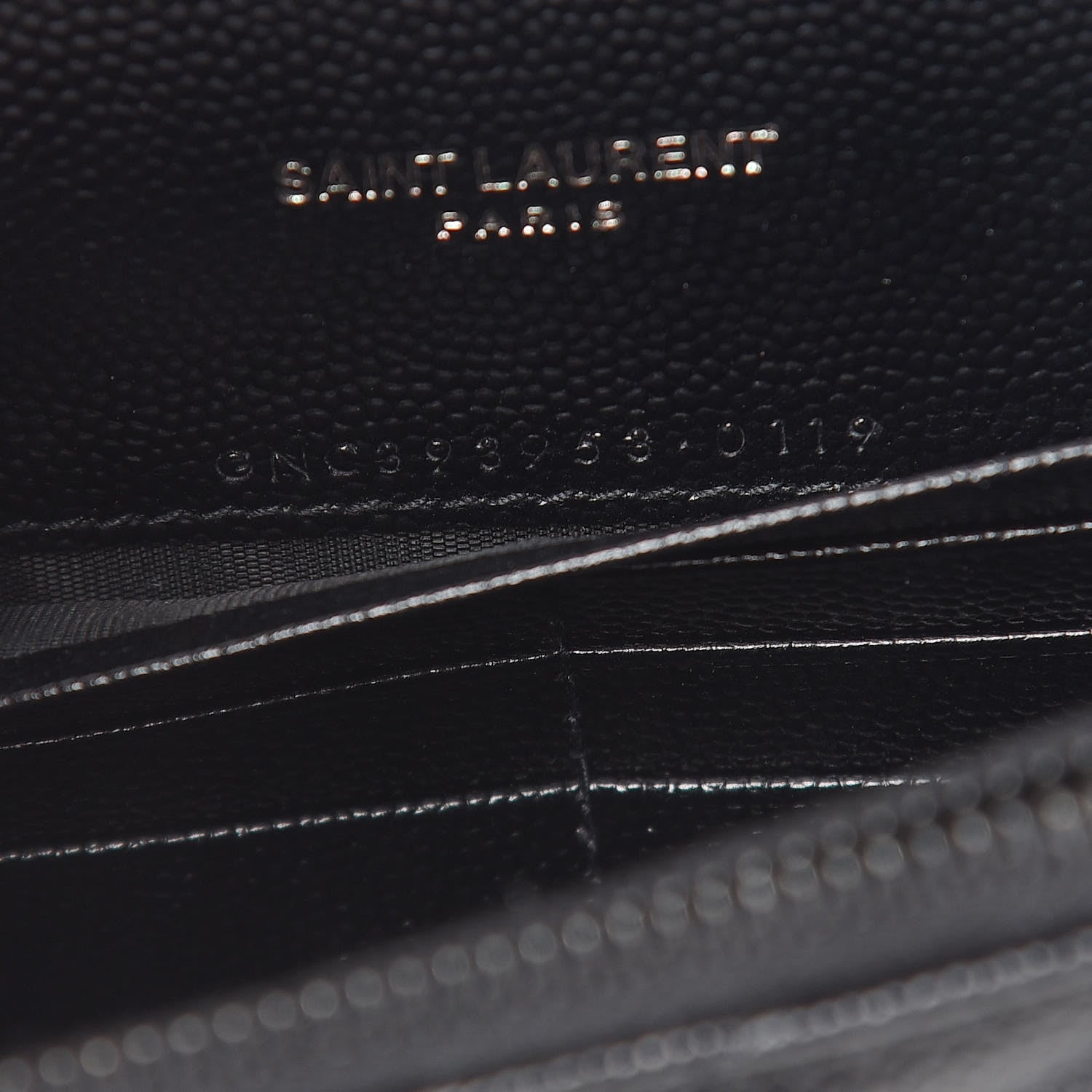 Saint Laurent Grain De Poudre Matelasse Chevron Monogram Envelope Chain Wallet Black 8 of 14