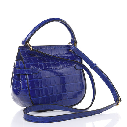Mulberry Calfskin Crocodile Embossed Small Amberley Satchel Cobalt Blue 3 of 9