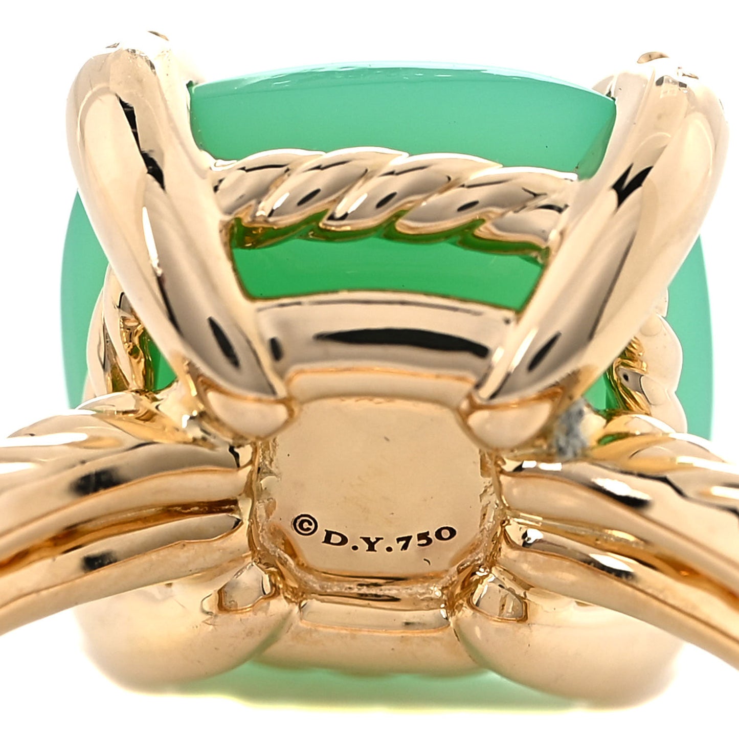 18K Yellow Gold Diamond Chrysoprase 11mm Chatelaine Ring 54 7