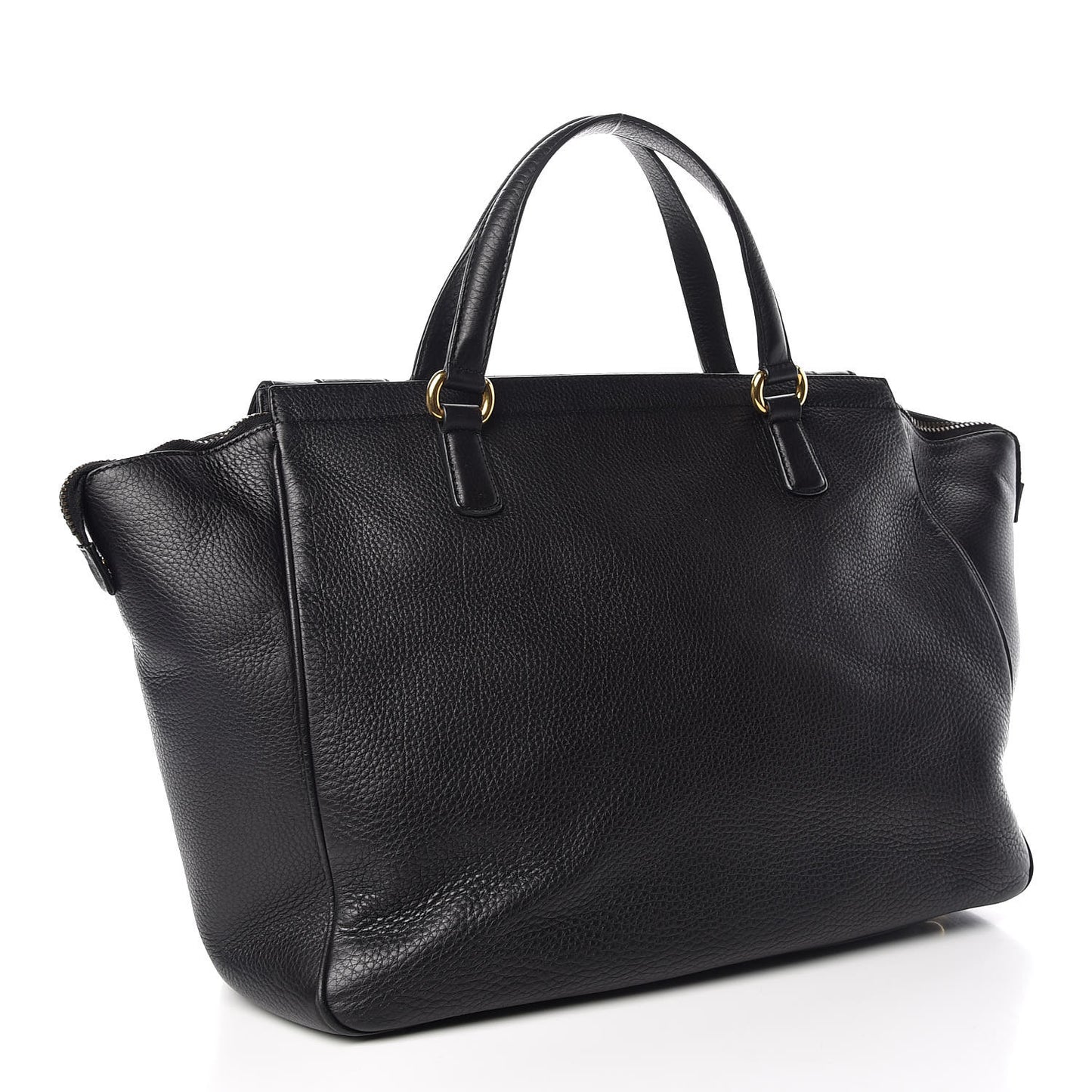 Pebbled Calfskin Medium 1973 Top Handle Satchel Black
