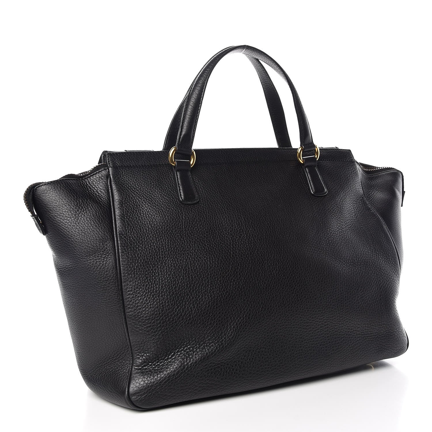 Gucci Pebbled Calfskin Medium 1973 Top Handle Satchel Black 3 of 16