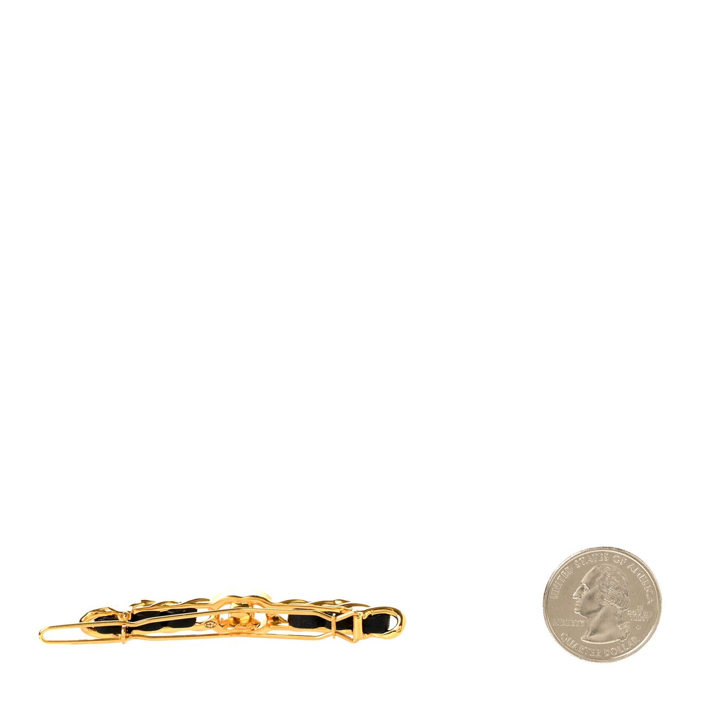 Pearl Lambskin CC More Is More Hair Clip Black Gold