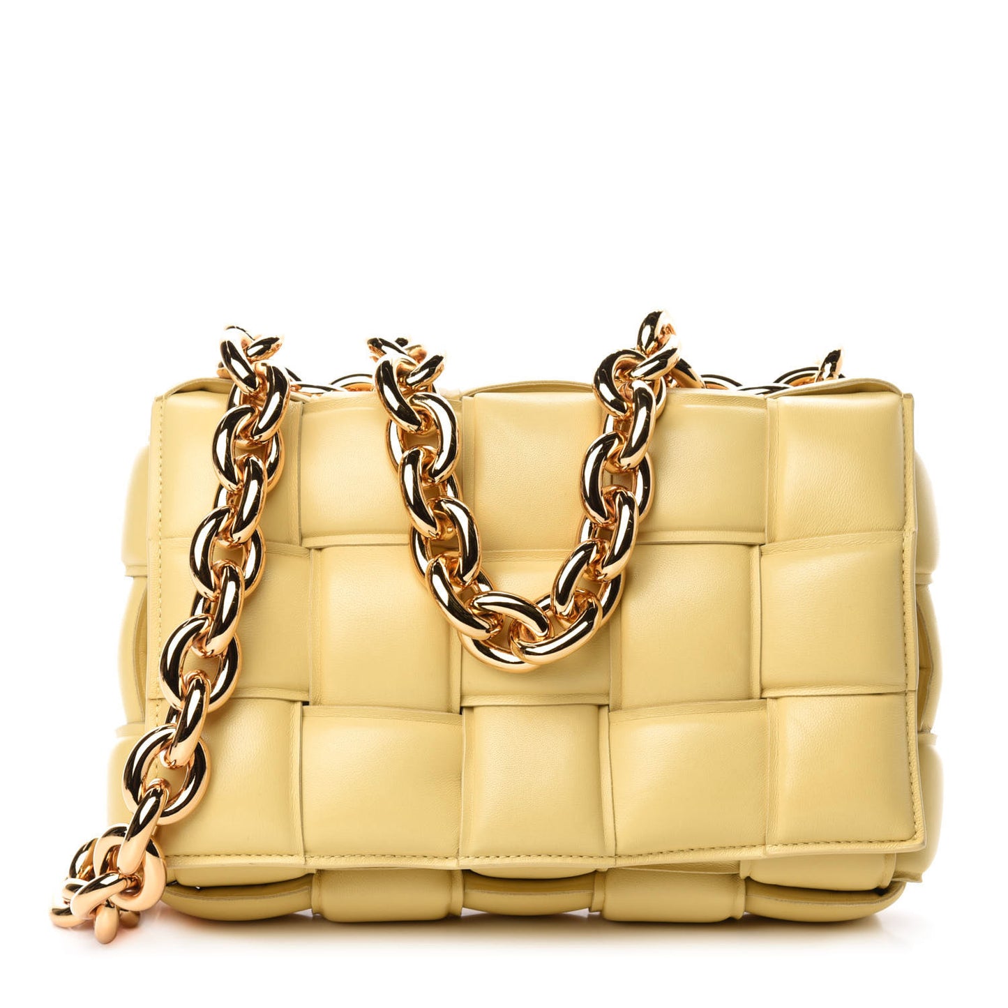 Lambskin Maxi Intreccio Padded Chain Cassette Crossbody Bag Butter