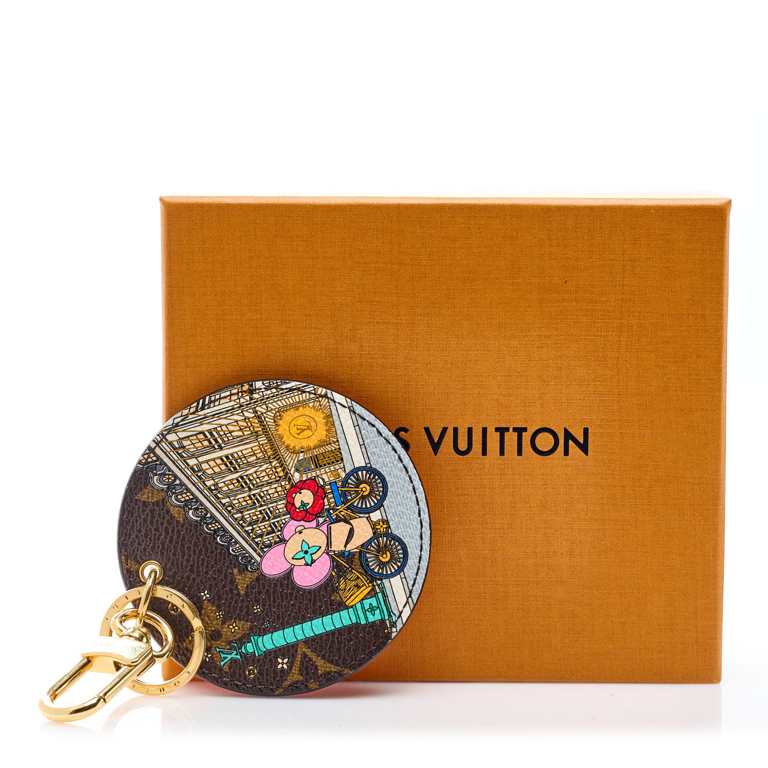 Louis Vuitton Monogram 2022 Christmas Animation Paris Bag Charm Key Ring Pink 6 of 6