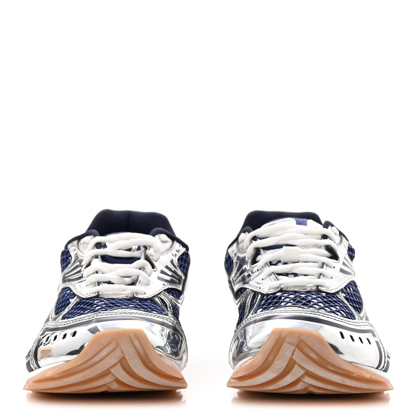 Calfskin Fishnet Fabric Orbit Sneakers 39 Navy Silver