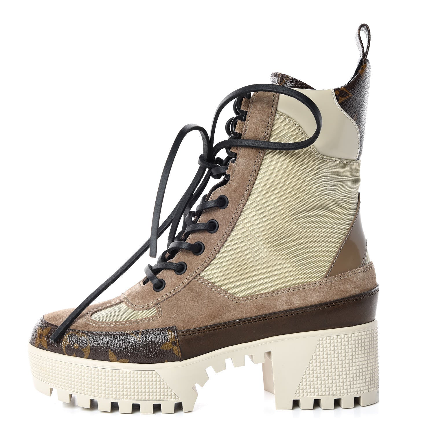 Louis Vuitton Suede Calfskin Monogram Laureate Platform Desert Boots 35 Beige 1 of 8