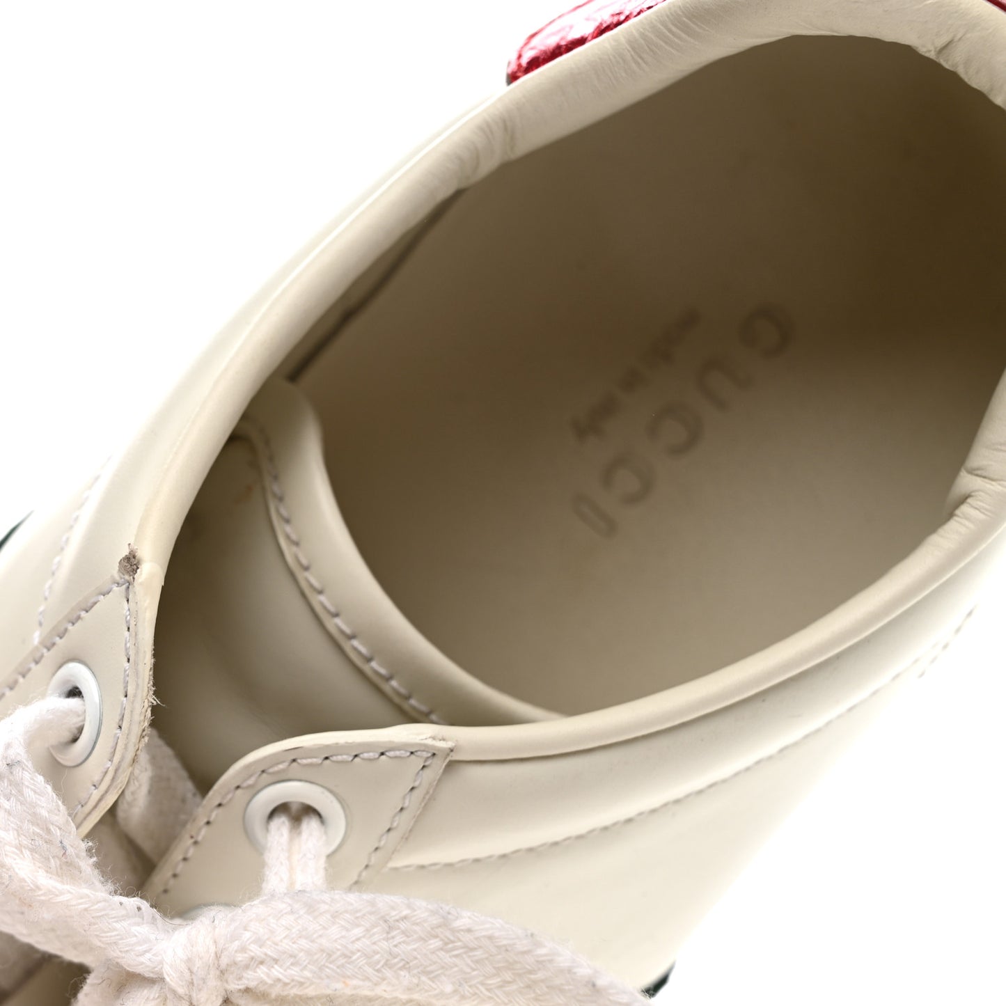 Calfskin Ayers Bee Embroidered Womens Ace Sneakers 36 White Green