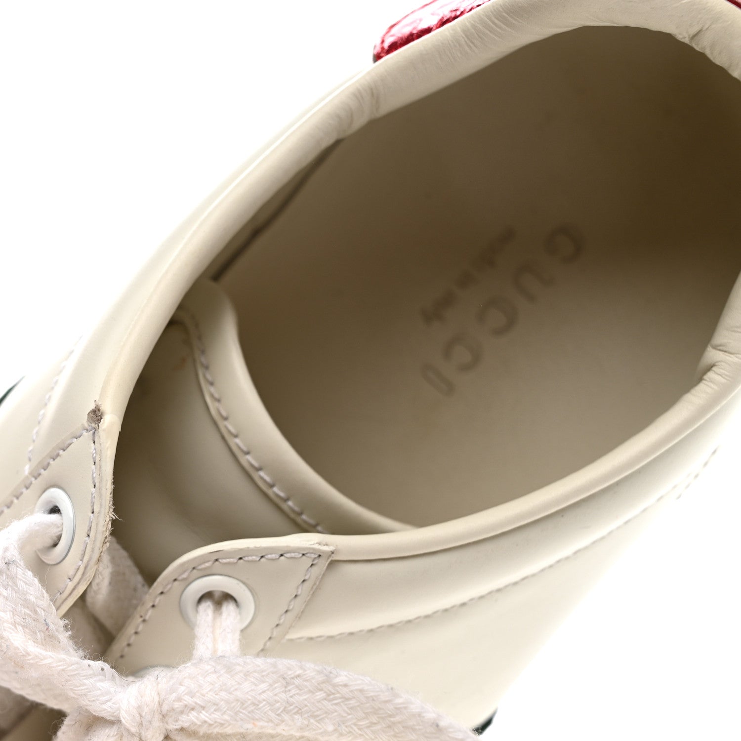 Gucci Calfskin Ayers Bee Embroidered Womens Ace Sneakers 36 White Green 11 of 14