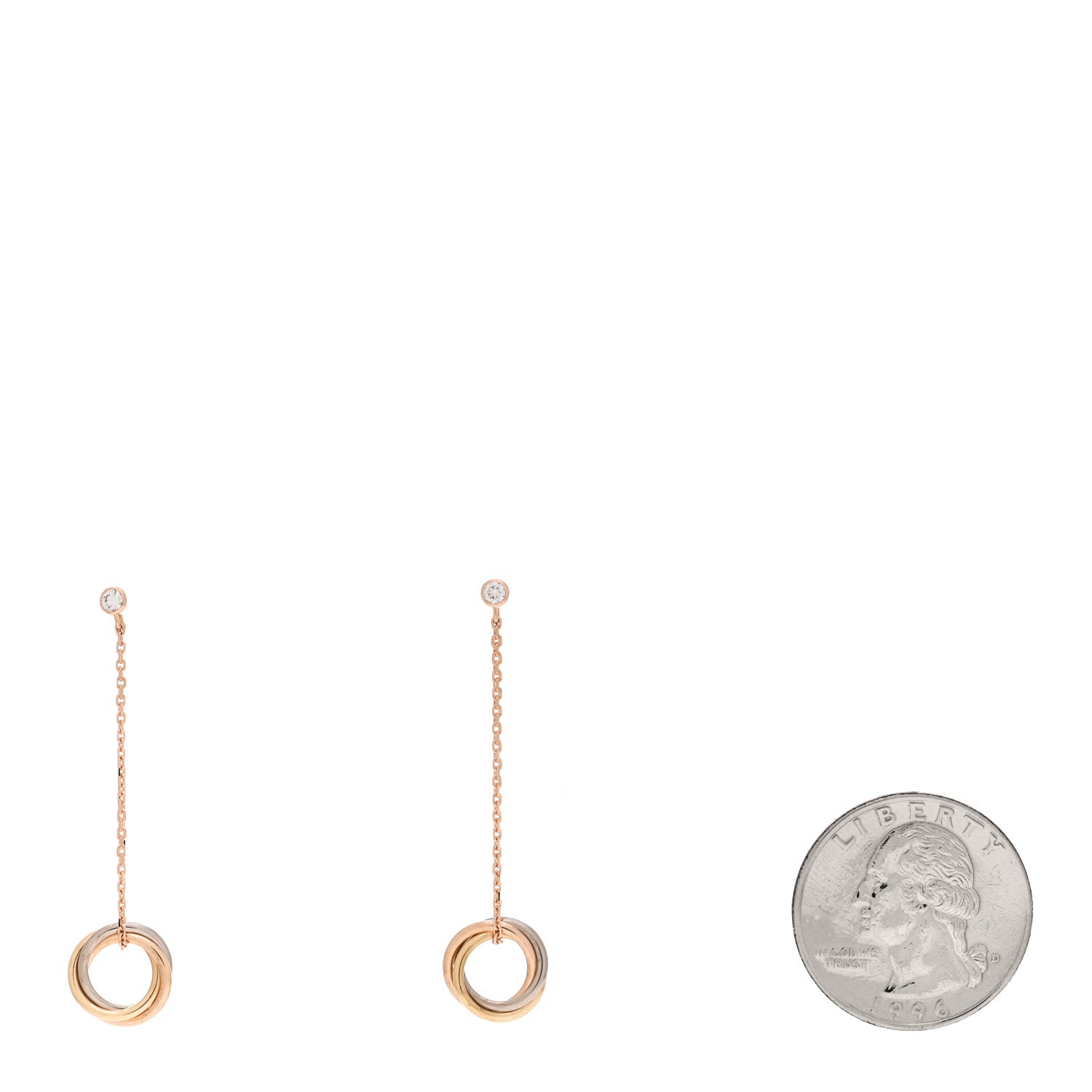 Cartier 18K Pink Yellow White Gold Diamond Small Trinity Drop Earrings 2 of 4