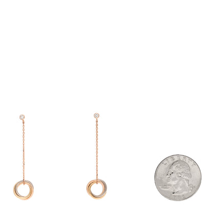Cartier 18K Pink Yellow White Gold Diamond Small Trinity Drop Earrings 2 of 4
