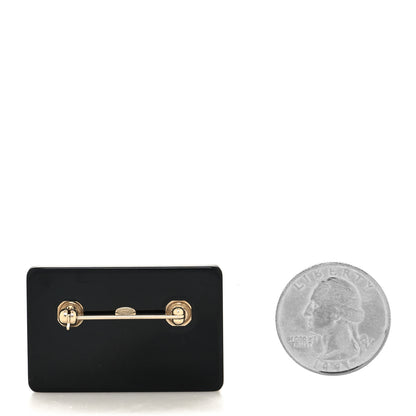 Chanel Resin Crystal Chanel Cassette Brooch Black Gold 2 of 3