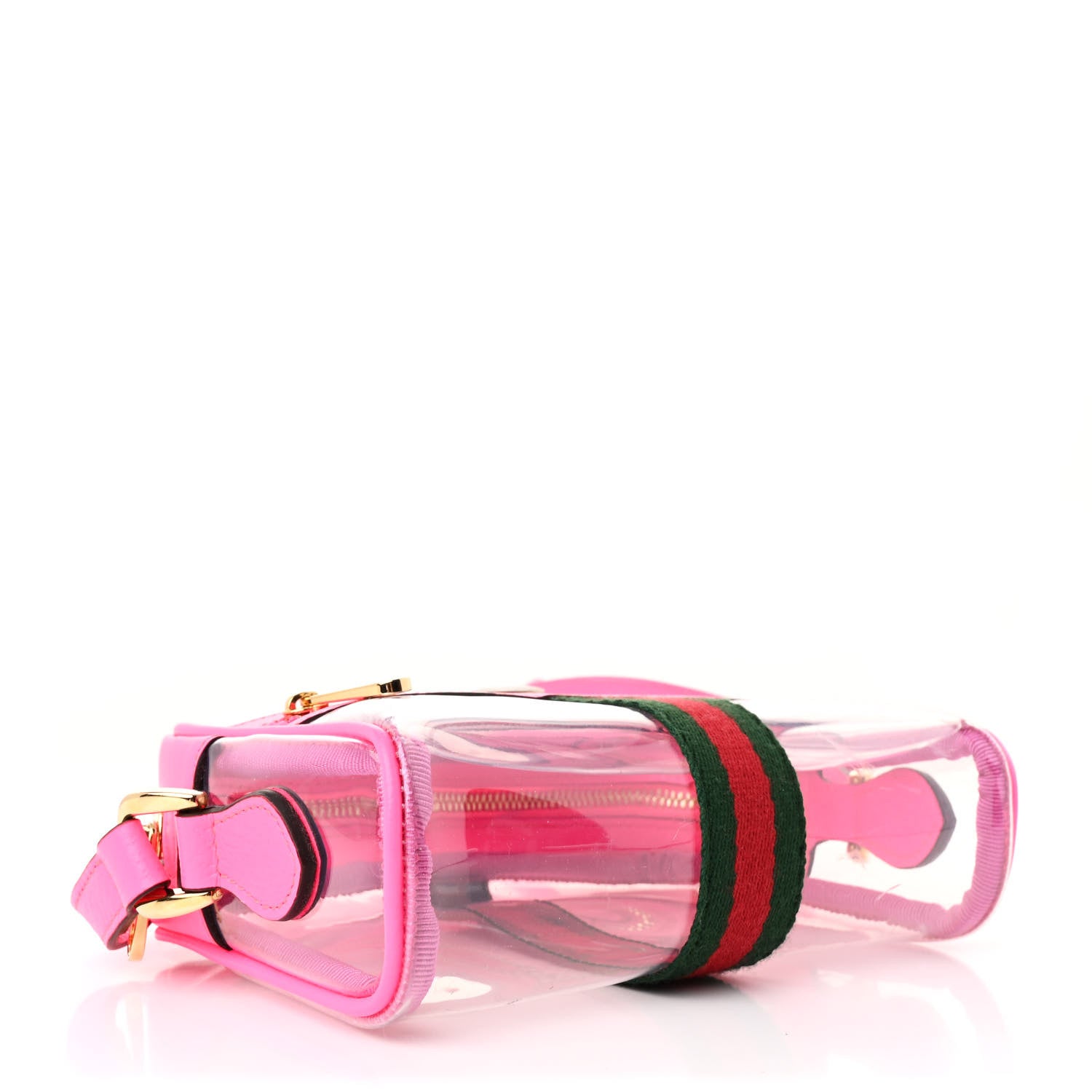 Gucci Vinyl Web Mini Ophidia Transparent Shoulder Bag Fluorescent Fuchsia 4 of 9