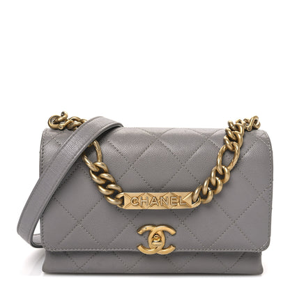 Chanel Caviar Quilted Mini Bracelet On Chain Flap Grey 1 of 10