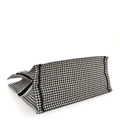 Christian Dior Canvas Houndstooth Embroidered Large Book Tote Black White 4 of 12