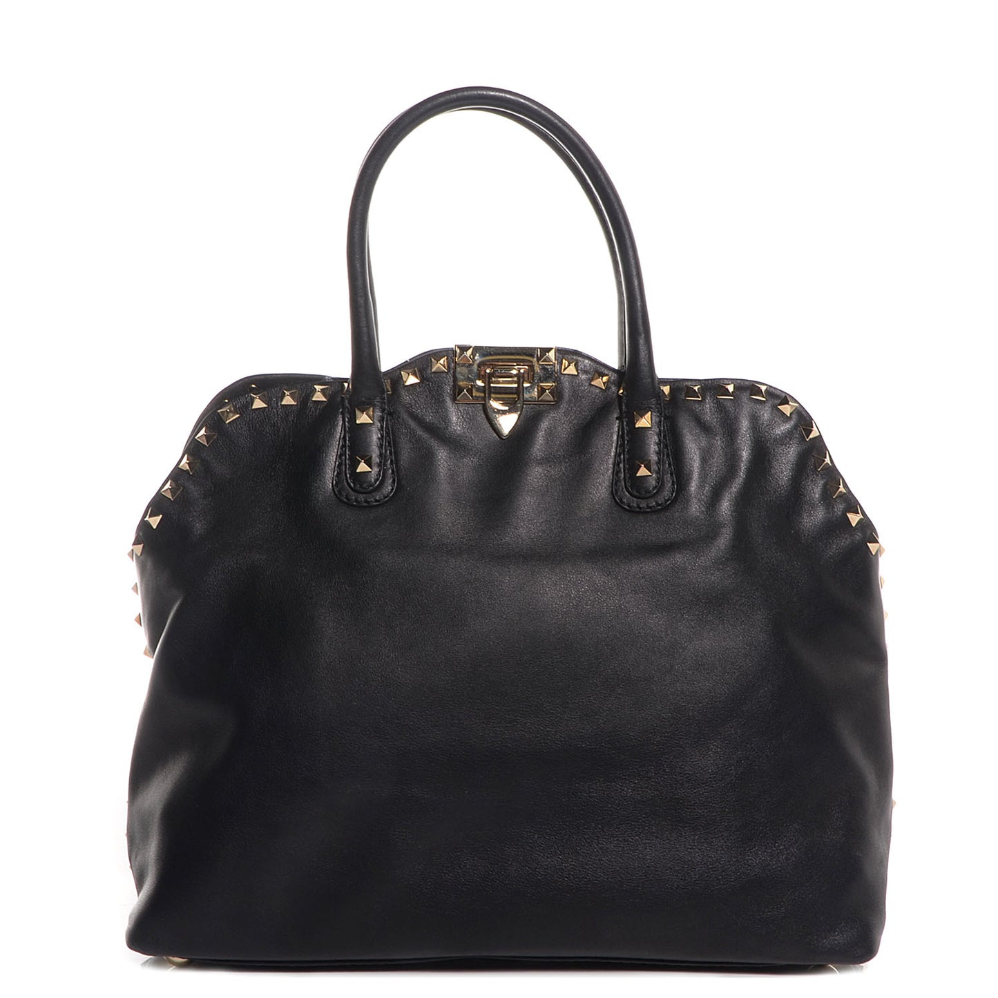 Vitello Rockstud Dome Satchel Black