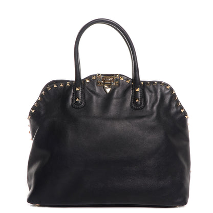 Valentino Garavani Vitello Rockstud Dome Satchel Black 1 of 11