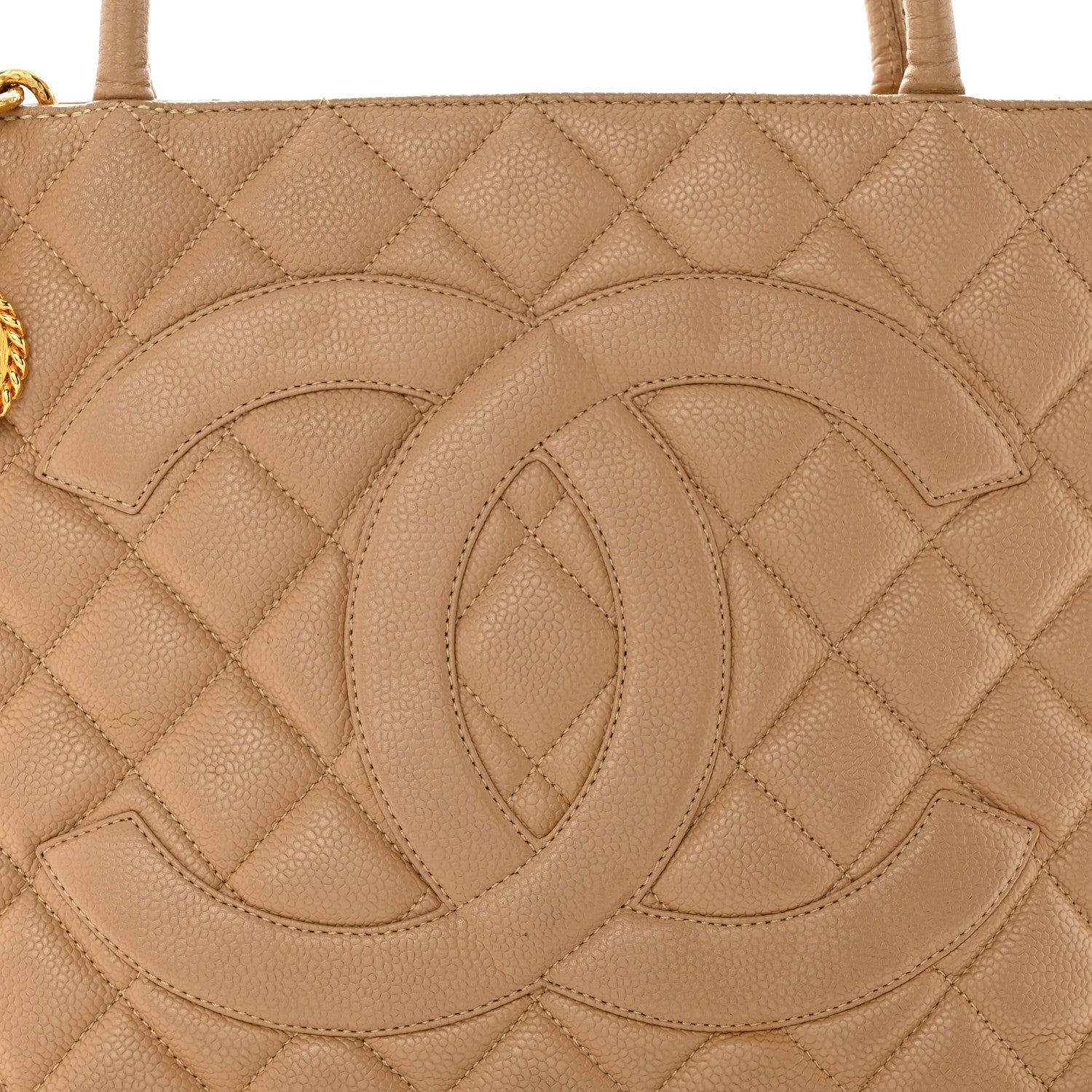 Chanel Caviar Quilted Medallion Tote Beige 8 of 12