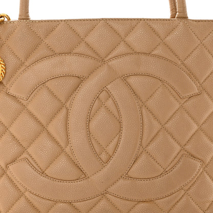 Chanel Caviar Quilted Medallion Tote Beige 8 of 12